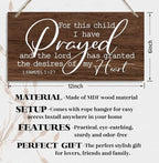 1 Samuel 1:27- For This Child I Have Prayed Inspirational Quote Wood Decor Sign, Bible Verses Decor Signs, Hanging Printed Wooden Plaque Decor, Gift for Nursery Girls Boys Room Decor 12x6 inch