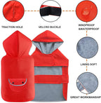 Dog Raincoat Dogs Rain Jacket for Puppy Small Dogs Waterproof Pet Clothes Reflective Poncho Rainwear Winter Warm Lined Pocket Hooded Leash Hole Adjustable,Red,S,Back Length 8.6 Inch