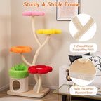 Tangkula Cat Tree Tower, 65 Inch Tall Cat Tower with Sisal Scratching Posts, Flower-Shaped Platforms, Padded Cat Condo, Modern Cat Tree for Indoor Cats Large Adult (Colorful)