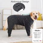 Dog Coats Autumn Winter Jumpsuit for Large Medium Dogs, Warmer Recovery Suit Polar Fleece Dog Bodysuit Lightweight Pajamas Pullover Stretchy Onesie Four-Legged Cold Weather Clothes(6XL, Grey)