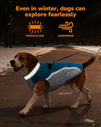 Dog Winter Coat for Large Dogs, Adjustable Puppy Warm Jackets in Cold Weather, Reflective Pet Fleece Vest with External Attachment Points, ZippeBlue Cold-Weather Dog Winter Clothes, L Blue