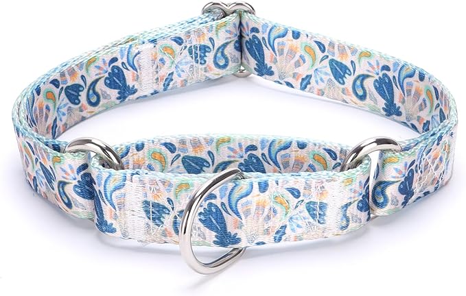 Martingale Dog Collars - Flower Multicolor Cute Patterns, Adjustable Nylon Training Dog Collar Suitable for Boy and Girl Dogs Medium Large Dogs (L, Blue3)