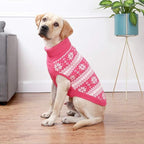 KOOLTAIL Cable Knit Valentines Dog Sweater Turtleneck, Cold Weather Pullover Classic Knitwear, Snowflake Pattern Thick Warm Winter Pet Clothes, Dog Sweater for Small Medium Large Dogs Girl,Pink ML