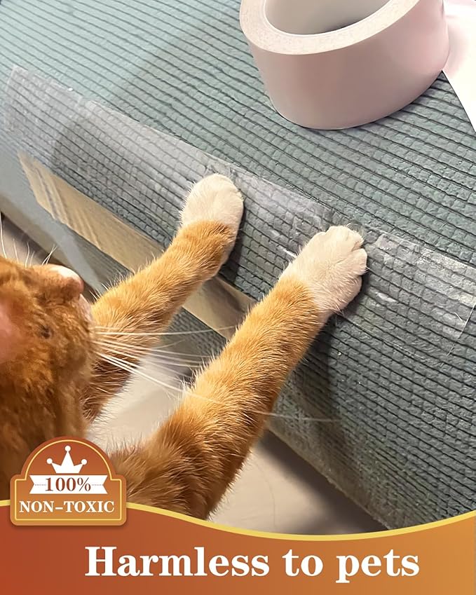 ScratchGuard Cat Furniture Protector Tape - 2 Rolls, Clear Double Sided, 4in20 Yards