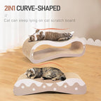 FluffyDream 2 in 1 Cat Scratcher Cardboard Lounge Bed, Cat Scratching Post, Durable Board Pads Prevents Furniture Damage,Large,Wave