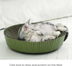 Nest Cat Scratcher Lounge Bed - for Rubbing, Resting, and Scratching (Assembled Bundle, Yosemite Green)