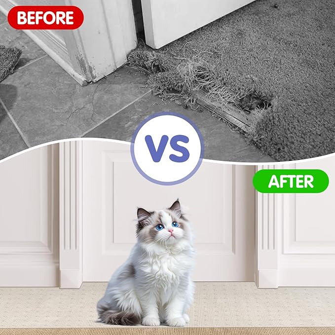 Eunice Carpet Protector for Pets, 15 in x 6.6 Ft Cat Carpet Protector for Doorway, Anti-Slip Cat Scratch Mat, Easy to Cut Plastic Stopper