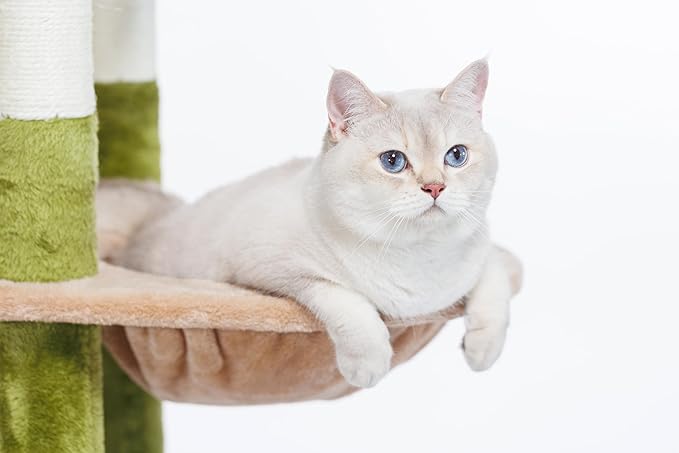 HYABi 62.7 Inch Tall Flower Cat Tree Tower Condo Climbing for Indoor Cats Multi Level with Sisal Scratching Post Hammocks Pet House Play Home Furniture Platform