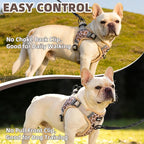 PUPTECK No Pull Dog Harness Small Sized Dog, Adjustable Reflective Escape Proof Easy Control, Comfortable Soft Padded Step in Pet Vest Harness, Brown Leopard, M