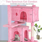 Cat Tree 70 Inches Cat Tower for Indoor Cats Multi-Level Cat Condo with Litter Box Enclosure,Scratching Posts for Indoor Cats (Pink)