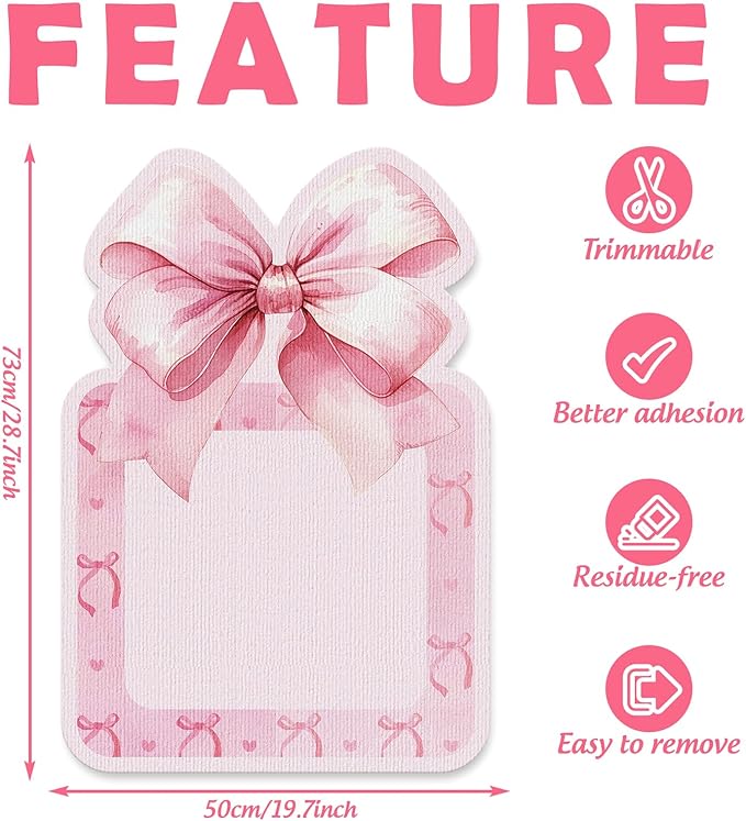 JarThenaAMCS 2Pcs Valentine's Day Cat Scratch Mats Pink Bowknot Couch Furniture Protector Bow Self-Adhesive Wall Mounted Cat Scratcher for Carpet Corner Pet Grinding Claws, 19.7 x 28.7 in