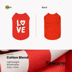 Fitwarm Love You Dog Shirt, Funny Valentines Outfit for Small Dogs Boy Girl, Festive Pet Clothes, Red, White, XS