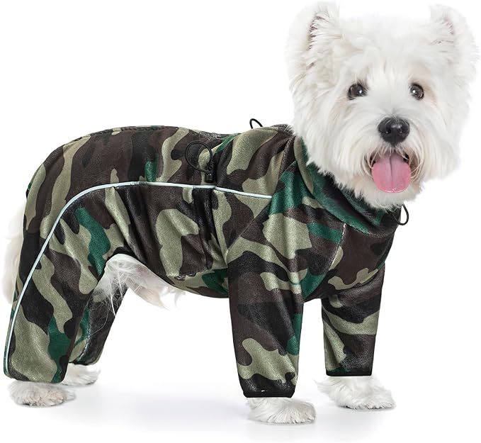 Fleece Dog Coat for Small Medium Dog,Pullover Pajamas Jumpsuit Bodysuit Puppy Coats with Legs, Pet Windproof Warm Cold Weather Jacket Full Body Vest Cozy Snowsuit Outfit Clothes (Camo, XXL)