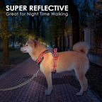 PHOEPET No Pull Dog Harness, Unique Colors Reflective Adjustable Dog Vest, with Soft Training Handle Metal Clips for Small Medium Large Dogs (Black Base & Red Straps,L)