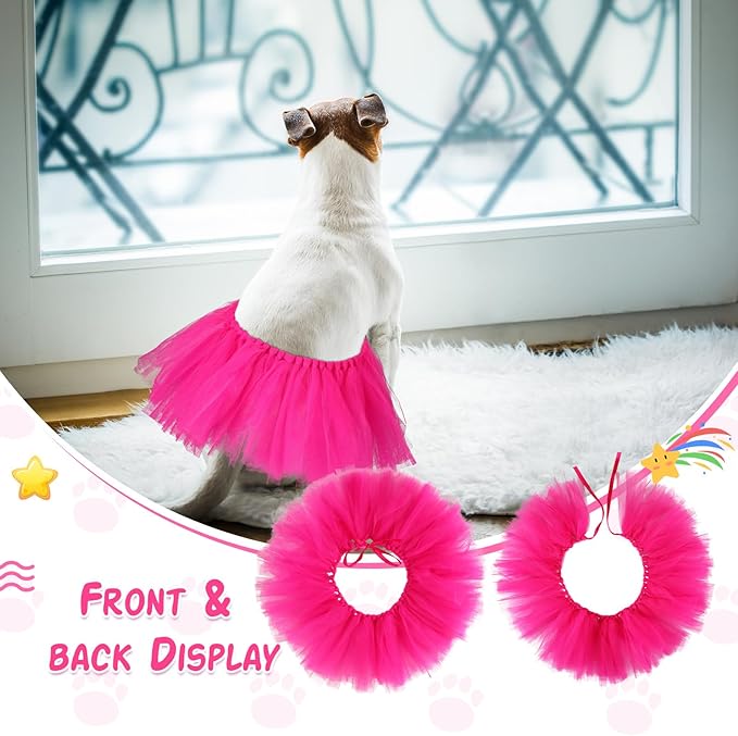 Dog Tutu Tulle Tutu for Dogs Small Large Medium Puppy Dress Ballerina Costume Skirt for Holiday Puppy Cats Bunny Pet Outfit Birthday Wedding Party Photo Prop Supplies(Hot Pink)