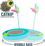 OurPets Wobble Scratch Track Cat Toy - Interactive Cat Toys for Indoor Cats with Ball Track That Rolls; Feather Wand and Scratcher Pad. Great as a Kitten Toy for Self Play to Keep Them Busy
