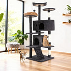 BestOffice 54 Inch Cat Tree, Multi-Level Cat Tower with Condo, Perches, Sisal Scratching Posts, Climbing Ladder,Indoor Activity Center Play House for Kittens & Adult Cats, Dark Gray