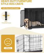 43.3" Dog Crate Furniture with Barn Door, Heavy Duty Dog Kennel Indoor with 2 Doors, Wooden Pet Cage End Table for Large Small Medium Dogs, Anti-Chew Anti-Escape, Black DFC92304B
