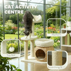 Stylish Cat Tree Tower with Sisal Scratching Posts, Cozy Condo, and Plush Perches for Climbing, Resting, and Play (Cream White + Cotton + Particle Board + Velvet)