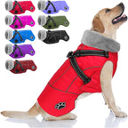 Doglay Dog Jacket Waterproof Dog Coat with Harness Built in, Christmas Puppy Winter Coat Reflective Turtleneck Puffer Snow Jackets for Small Medium Large Dogs