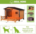 GUTINNEEN Large Heated Dog House Outdoor Insulated Dog Kennel with Safe Heating Pad, Chew-Proof Metal Frame and 6-Sided Insulated Liner for Medium to Large Breeds, 44.6" L x 41.1" W x 32.9“H (Brown)