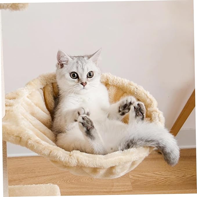 Cat Hammock Bed, 17inch Spoon-Shape Soft Plush Cat Tree Hammock, Plush Covered Cat Bed, Scratch-Proof Cat Tree Replacement Parts for Cats