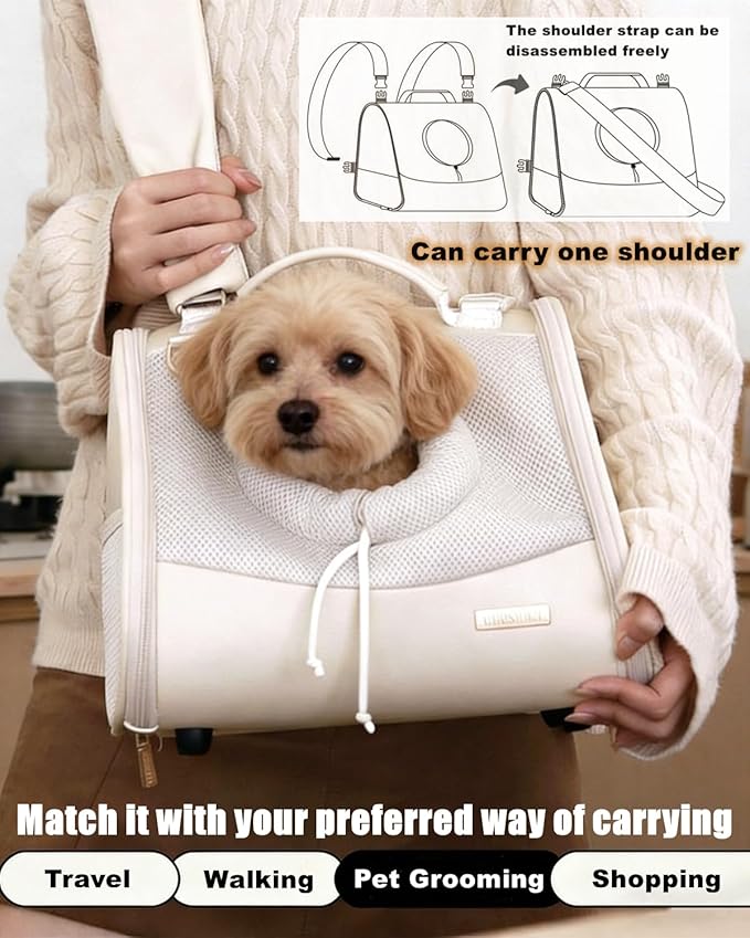 Pet Dog & Cat Chest Carrier Backpack,Adjustable Ventilated Carrier for Small Dogs Cats,Front Facing Puppy Carrier Backpack,Lightweight Doggy Backpack for Travel Hiking Outdoor (Beige)
