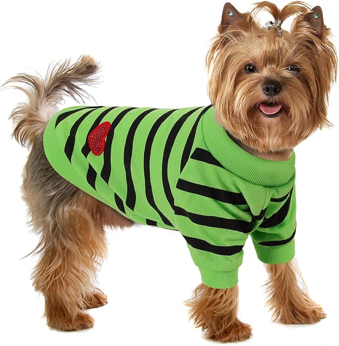 Dog Shirts for Small Dogs, Striped T-Shirts Dog Vest Pet Apparel Tee Shirts Spring Summer Suitable for Small and Medium Large Pets French Bulldog Bichon, Green S