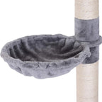 PawHut 102" Adjustable Height Floor to Ceiling Cat Tree, 5 Level Cat Tower with Scratching Posts, Hammock, Gray