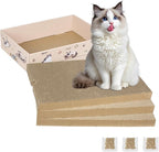 Large Cat Scratcher Pad with Box, Reversible Corrugated Cardboard Scratch Pad, Kitten Scratching Board with Catnip, Durable Recycle Scratching Pads (Small pad: 13.78" x9.53" x1", Pattern Two-3 PCS)