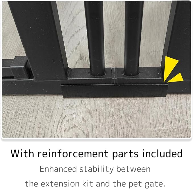 Lumizone Extra Tall Cat Gate Extension Kit 55.12" High Pressure Mounted 2025 New 4.13" Extra Wide 1.37" Gap No Drilling Tall Pet Gate for Dogs (Black, 55.12" H x 4.13" W, Extension)