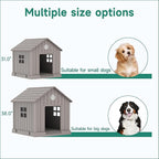 VIXZEN Dog House Outdoor, 38 Inches Weatherproof Resin Dog House Indoor Large with Air Vents & Elevated Floor, Doghouse Outdoor for Large Dogs, Easy Assembly, Versatile Storage Functionality (Grey)
