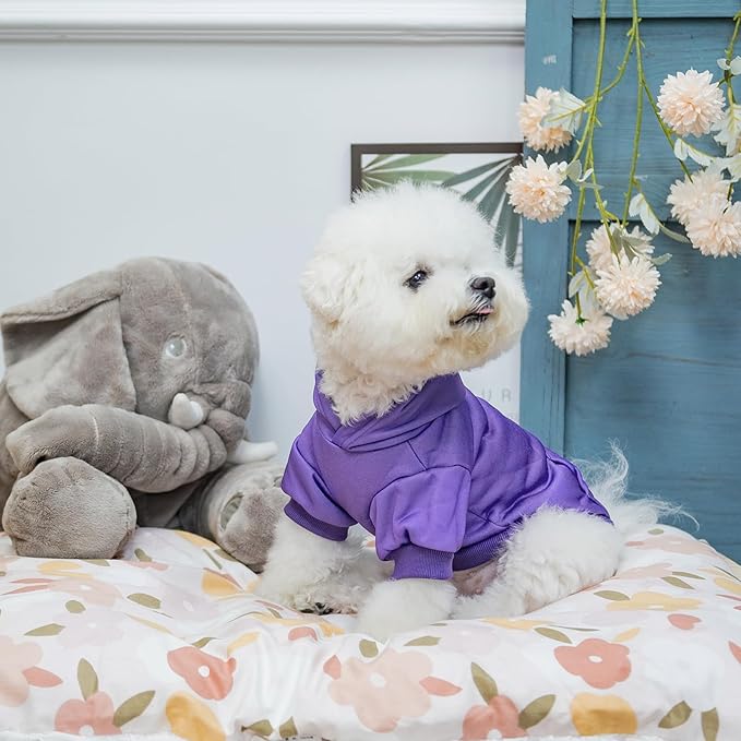 KOOLTAIL Dog Hoodie for Large Medium Small Dogs,Soft and Warm Pet Sweater with Leash Hole and Pocket Boy Girl,Puppy Fall Winter Jacket Clothes,French Pitbull Cold Weather Coat Sweatshirt,Purple M