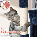 Cat Tree with Scratching Post,Cat Tower House for Indoor Large Adult Cats Kittens,21x21x70in Multi-Level Activity Cat Cando Furniture,Blue
