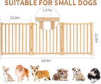 YOCAN Paint-Free Wooden Freestanding Dog Gates for The House,Doorways, Stairs,Wood Dog Fences Indoor Pet Gate,Step Over Fence-3 Panels L:69" H:23"