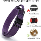 Tactical Dog Collar, Adjustable Military Training Nylon Dog Collar with Control Handle and Heavy Quick-Release Metal Buckle for Small Medium Large Dogs, Purple XL