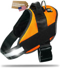 Dog Harness with Patch Panels, No Choke, Reflective, Adjustable, Soft Padded Dog Vest Harness with Easy Control Handle for Small Size Dog, Orange, S