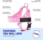 DF Co. Dog Harness | Chafe Resistant Webbing, Adjustable Neck & Chest, and Heavy Duty D-Ring | Sturdy, Comfortable, Easy to Use | Pink, Size S