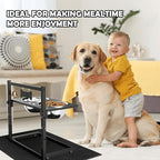 Elevated Dog Bowls with Slow Feeder and Spill Proof Mat, Adjustable Height 4.3-11.8'', Two 1.7L Stainless Steel Food & Water Bowls, Metal Raised Dog Bowl Stand, for Large Medium Breeds