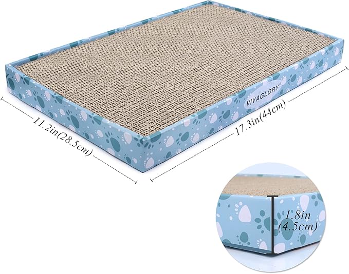 VIVAGLORY Cat Scratcher Padpal Cat Scratching Board, Cardboard Scratcher with Catnip for Indoor, Flat Scratch Board Scratch Pad Cardboard for Kitten, Extra Wide, 3Pack
