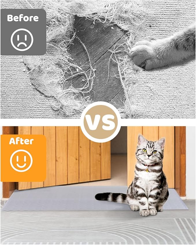 8.2Ft Cat Carpet Protector for Doorway, Under Door Carpet Protector Prevent Carpets Rugs from Scratching Tearing at Doorway