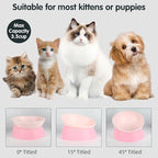 Bulldog Bowl Anti-Slip Dog Cat Dish Detachable Rubber Dog Bowl Pet Sterile Tilted Pet Feeder Slope Base (Pink, 3.5 Cup (Medium/Large Dog))
