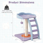 PETSITE Small Cute Cat Tree, 19 Inches Modern Cat Tower for Indoor Cats with Top Perch, Scratching Post, Ladder, Blue Purple