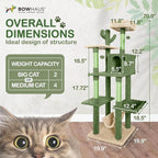 Cactus Cat Tree, Multi-Level Cat Activity Tree with Plush Perch, Scratching Posts and Ramp, Cat Cave Condo for Large Cats and Kittens, 70-Inch