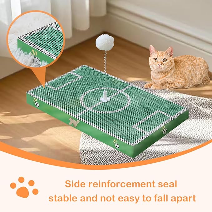11"x17"Cat Scratcher Board and Cat Bed with Soccer Ball Field Design Cardboard for Indoor Cats Cardboard pad Sleep Play and Grind Claws