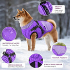 Mosucoirl Warm Dog Coats Pet Clothes, Waterproof Dogs Jacket Reflective Pet Outfits Winter Dog Cold Weather Coat Cozy Snow Jackets Vest for Small Medium Large Dogs Puppy Doggie (Purple, S)