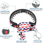 Mayerzon No Pull Dog Prong Collar Martingale, Personalized Pinch Collar with Geometric Patterns for Large Medium Small Dogs for Walking Training Festival, Easy to Use(L, Ethnic Red)