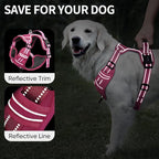 HEELE Dog Harness for Large Dogs No Pull Dog Vest Harness for Large Dog with Soft Padded Handle Reflective for Outdoor Training, Rose(Matching Trim), L
