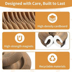 Kitty Curlz Cat Scratcher for Indoor Cats - Magic Organ Interactive Cat Toy with Bell Ball, Upgraded Durable Cardboard Scratching Board for Cats & Kittens, Anxiety Relief