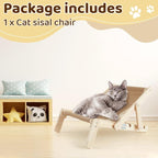 Juexica Sisal Cat Scratcher Bed for Indoor Cats, Small Natural Wood Cat Lounge Hammock, Modern Foldable Scratching Chair, Space-Saving Furniture for Kittens & Small Cats